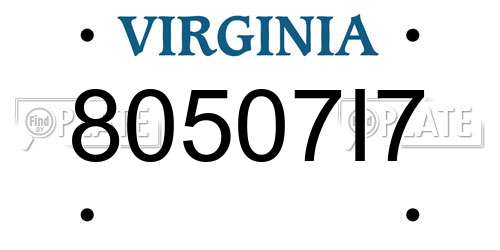 80507I7 Virginia License Plate