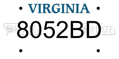 8052BD Virginia License Plate