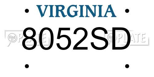 8052SD Virginia License Plate