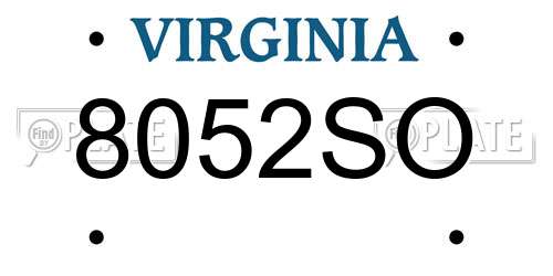 8052SO Virginia License Plate