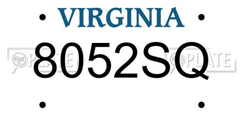 8052SQ Virginia License Plate