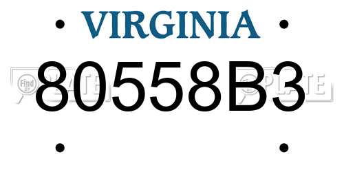 80558B3 Virginia License Plate