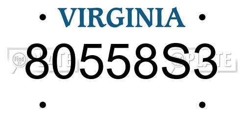 80558S3 Virginia License Plate
