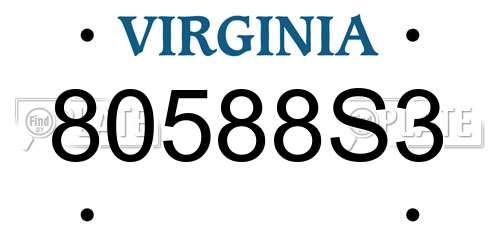 80588S3 Virginia License Plate