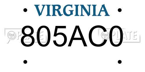 805AC0 Virginia License Plate