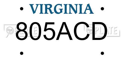 805ACD Virginia License Plate