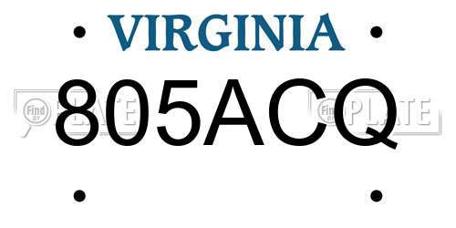 805ACQ Virginia License Plate