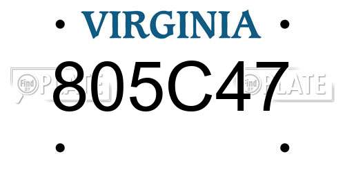 805C47 Virginia License Plate