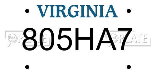 805HA7 Virginia License Plate