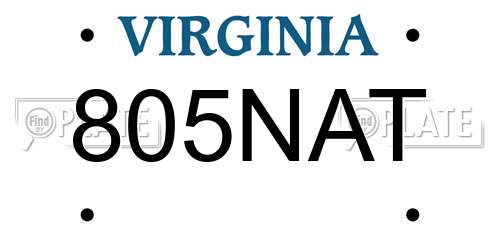 805NAT Virginia License Plate