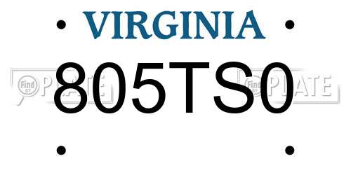 805TS0 Virginia License Plate