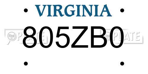 805ZB0 Virginia License Plate