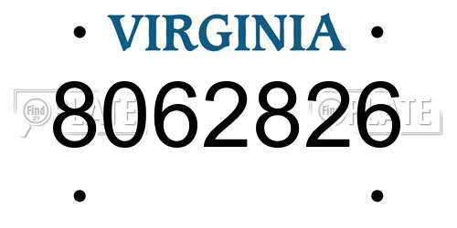 8062826 Virginia License Plate