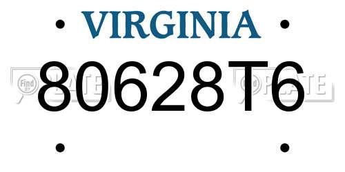 80628T6 Virginia License Plate