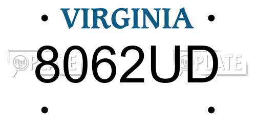 8062UD Virginia License Plate