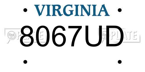 8067UD Virginia License Plate