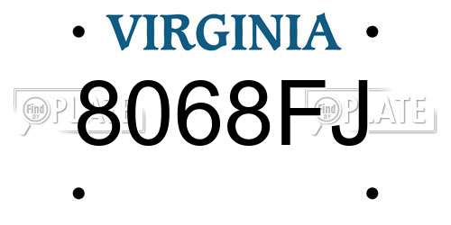 8068FJ Virginia License Plate