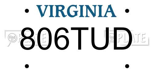 806TUD Virginia License Plate
