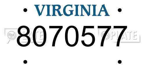 8070577 Virginia License Plate