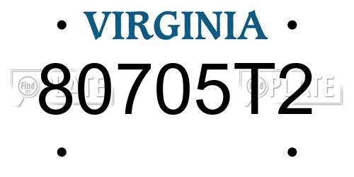 80705T2 Virginia License Plate