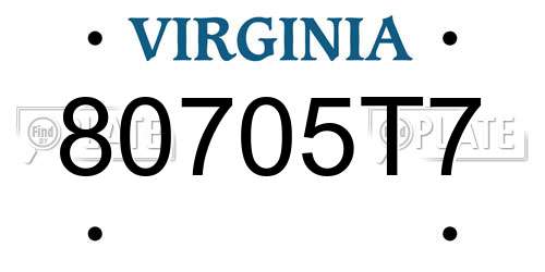 80705T7 Virginia License Plate