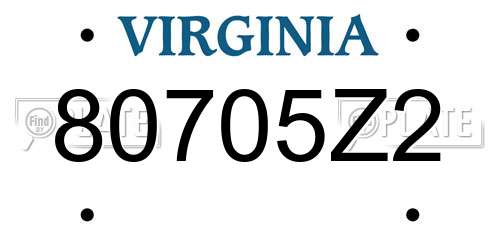 80705Z2 Virginia License Plate
