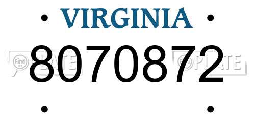 8070872 Virginia License Plate
