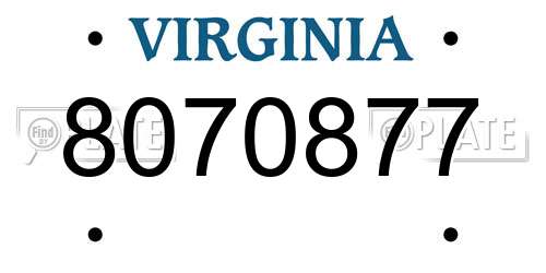 8070877 Virginia License Plate