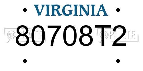 80708T2 Virginia License Plate
