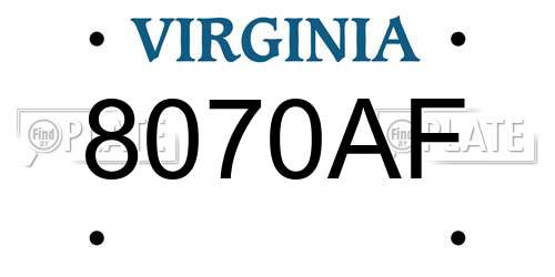 8070AF Virginia License Plate
