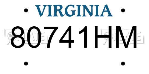 80741HM Virginia License Plate