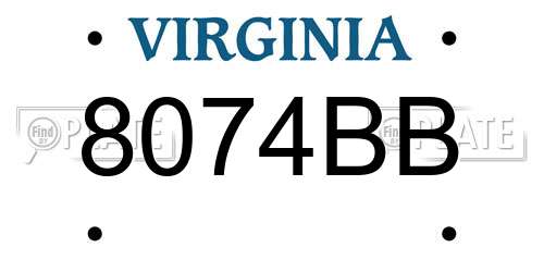 8074BB Virginia License Plate