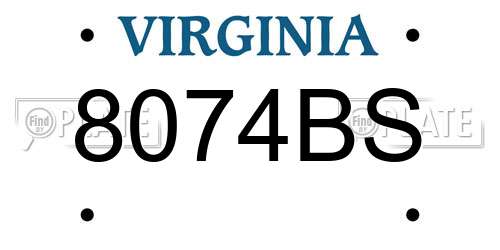 8074BS Virginia License Plate