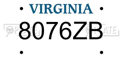 8076ZB Virginia License Plate