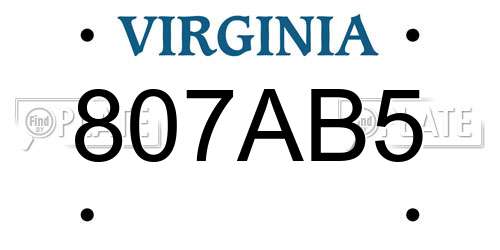 807AB5 Virginia License Plate
