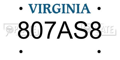 807AS8 Virginia License Plate