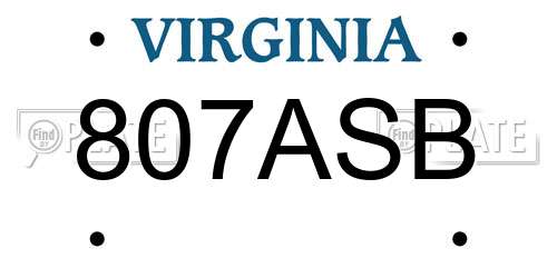 807ASB Virginia License Plate