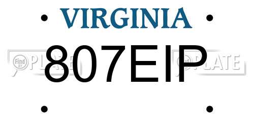 807EIP Virginia License Plate