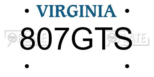 807GTS Virginia License Plate