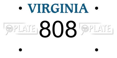 808 Virginia License Plate