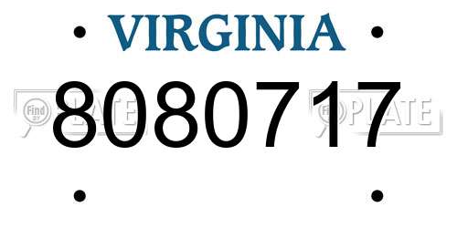 8080717 Virginia License Plate