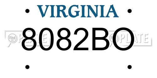 8082BO Virginia License Plate