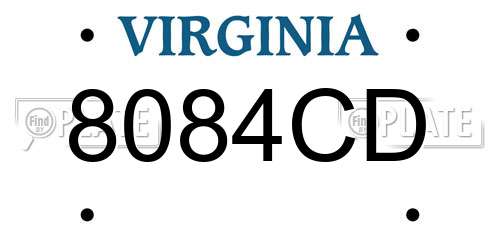 8084CD Virginia License Plate