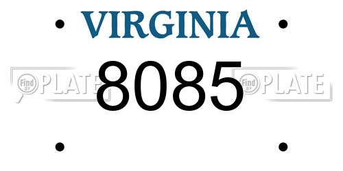 8085 Virginia License Plate