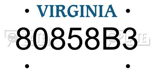 80858B3 Virginia License Plate