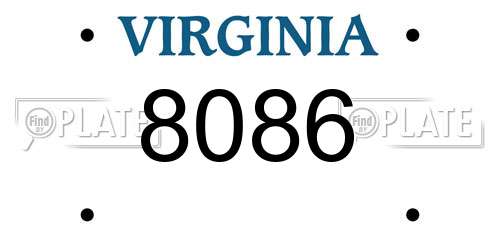 8086 Virginia License Plate