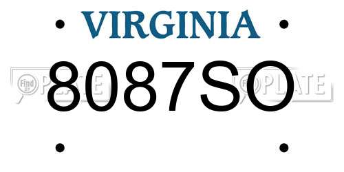 8087SO Virginia License Plate