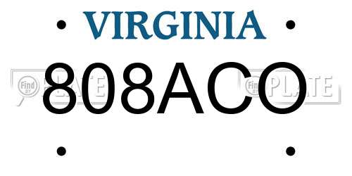 808ACO Virginia License Plate
