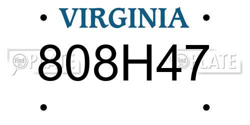 808H47 Virginia License Plate