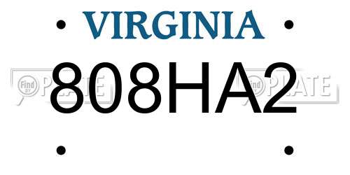 808HA2 Virginia License Plate
